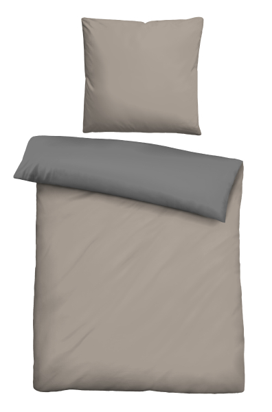 Biberna Linon Bettwäsche 'Uni' 135 x 200 cm Taupe