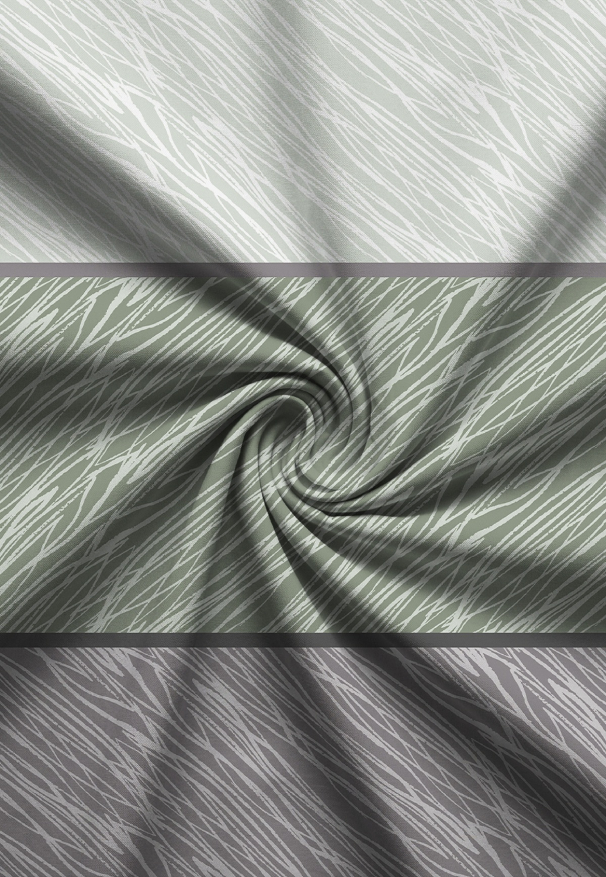 Biberna Feinbiber Bettwäsche 'Streifen' 135 x 200 cm Salbei