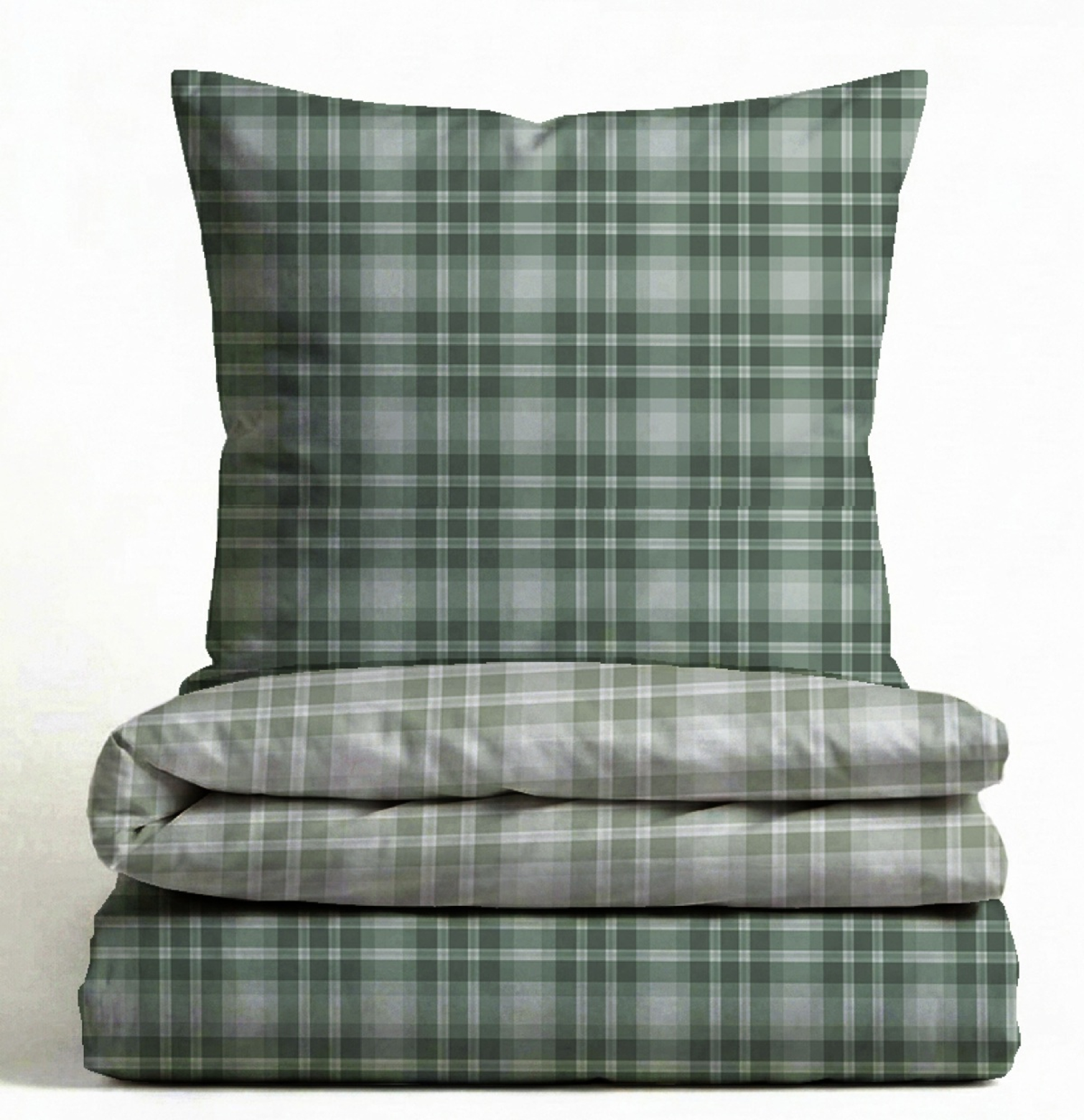 Biberna Feinbiber Bettwäsche 'Karo Tartan' 135 x 200 cm Salbei