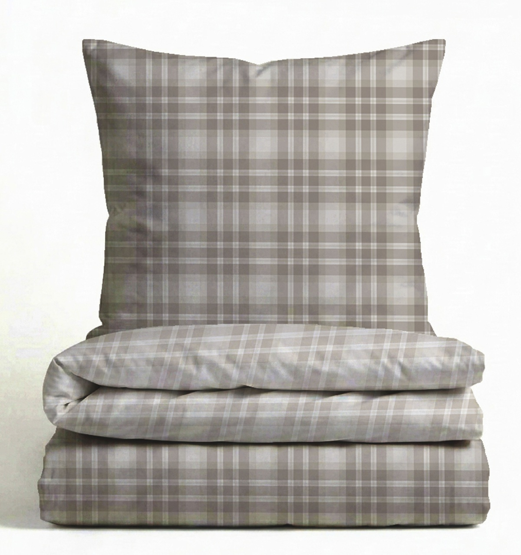 Biberna Feinbiber Bettwäsche 'Karo Tartan' 135 x 200 cm Kitt