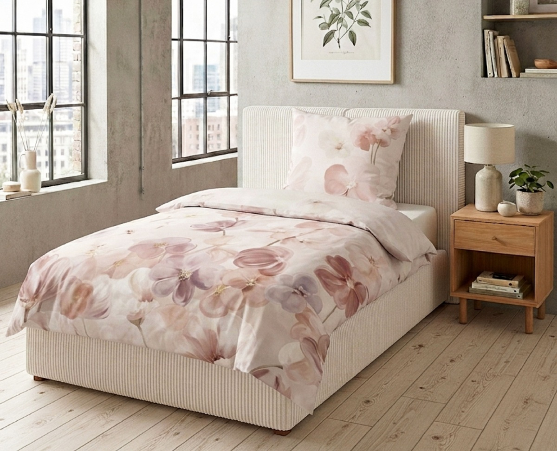 Biberna Tencel Bettwäsche 'Blume' 135 x 200 cm Rose