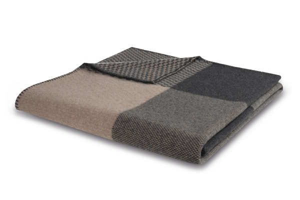 Biederlack Merino-Wolldecke 'Frame' 150 x 200 cm Braun
