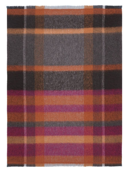 Biederlack Fransenplaid 'Mohair Look' 130 x 190 cm Anthrazit - Violett