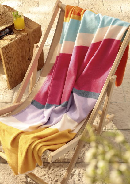 Biederlack Fransenplaid 'Nizza Stripe' 130 x 170 cm Bunt