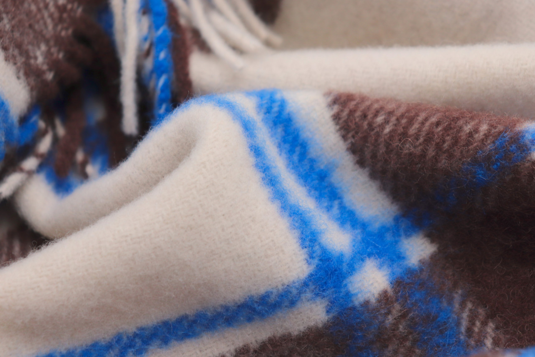 Biederlack Fransenplaid mit Alpaka 'Arctic Check' 130 x 170 cm Beige