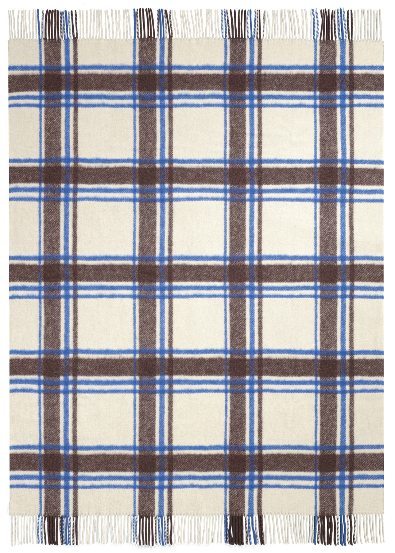 Biederlack Fransenplaid mit Alpaka 'Arctic Check' 130 x 170 cm Beige