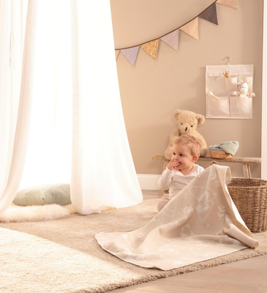 Biederlack Babydecke 'Little Foxes' 75 x 100 cm Beige
