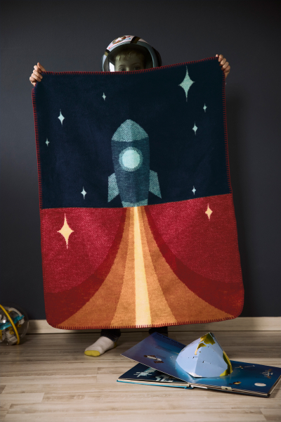 Biederlack Babydecke 'Little Rocket' 75 x 100 cm Blau