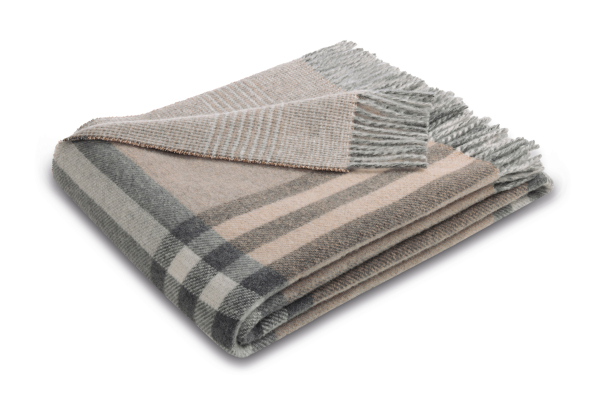 Biederlack Kaschmirplaid 'Twin Check' 150 x 200 cm Beige