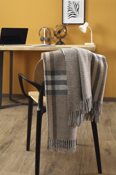 Biederlack Kaschmirplaid 'Twin Check' 150 x 200 cm Beige