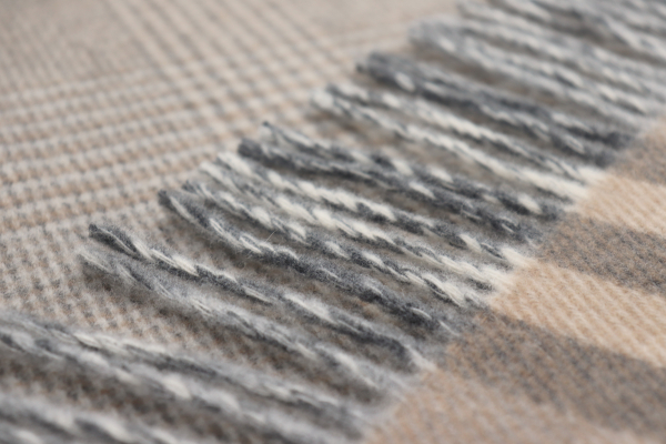 Biederlack Kaschmirplaid 'Twin Check' 150 x 200 cm Beige