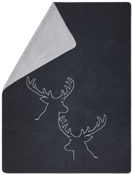 David Fussenegger Kurzflor- Wohndecke Savona 'Hirschköpfe linear' 150 x 200 cm Anthrazit