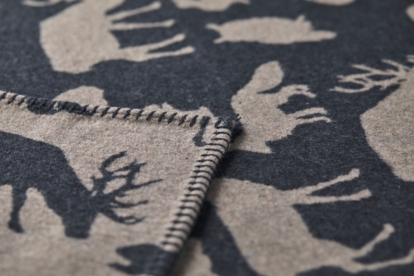 David Fussenegger Wohndecke Luca 'Waldtiere' 140 x 200 cm Rauch - Beige