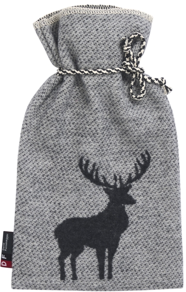David Fussenegger Wärmflasche Silvretta 'Hirsch Struktur' 2L 21 x 38 cm Filz - Hellgrau
