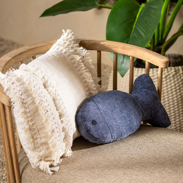 Dutch Decor gefülltes Kissen Fisch 'Fish' 45 x 22 cm Indian Teal - Blau