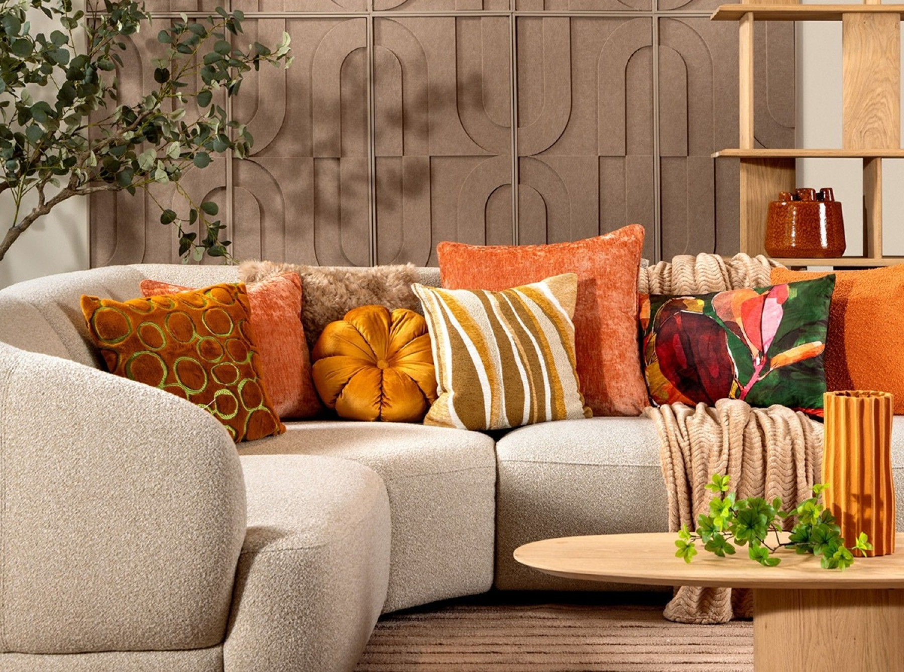 Dutch Decor Kissenhülle 'Domani' 45 x 45 cm Buckthorn Brown - Braun