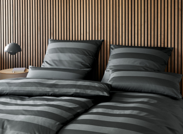 elegante Mako-Satin Bettwäsche 'En Bloc' 135 x 200 cm Basalt