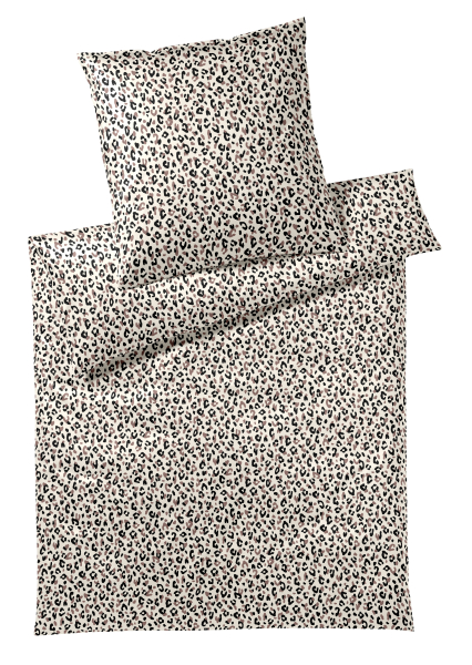 elegante Mako-Satin Bettwäsche 'Leolook' 135 x 200 cm Schwarz - Sand