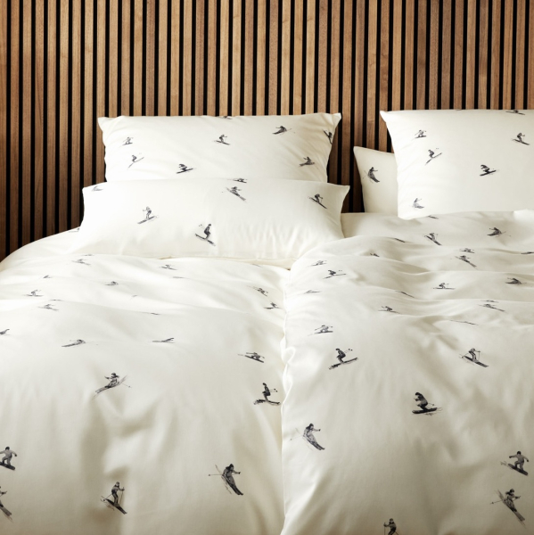 elegante Mako-Satin Bettwäsche 'Mono Ski' 135 x 200 cm Graphit - Grau