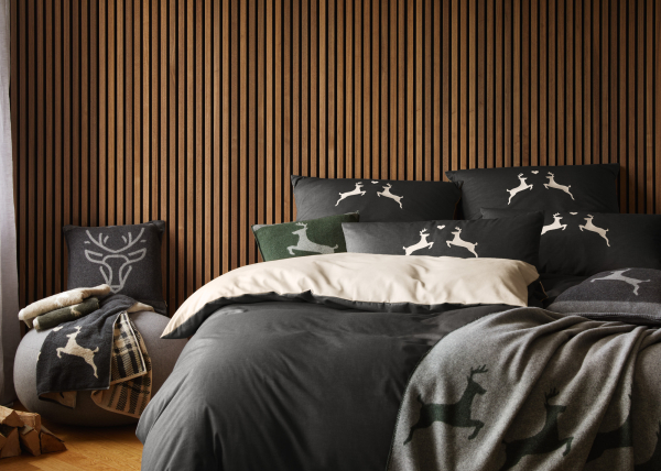elegante Soft- Flanell Bettwäsche Alpenchic 'Hirsche' 135 x 200 cm Graphit