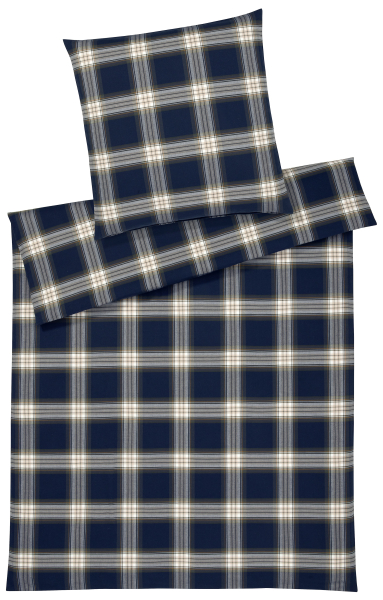 elegante Soft- Flanell Bettwäsche 'Westminster' 135 x 200 cm Blau