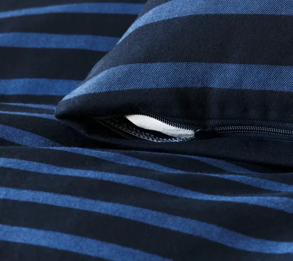 elegante Soft- Flanell Bettwäsche 'Inverness' 135 x 200 cm Navy - Blau