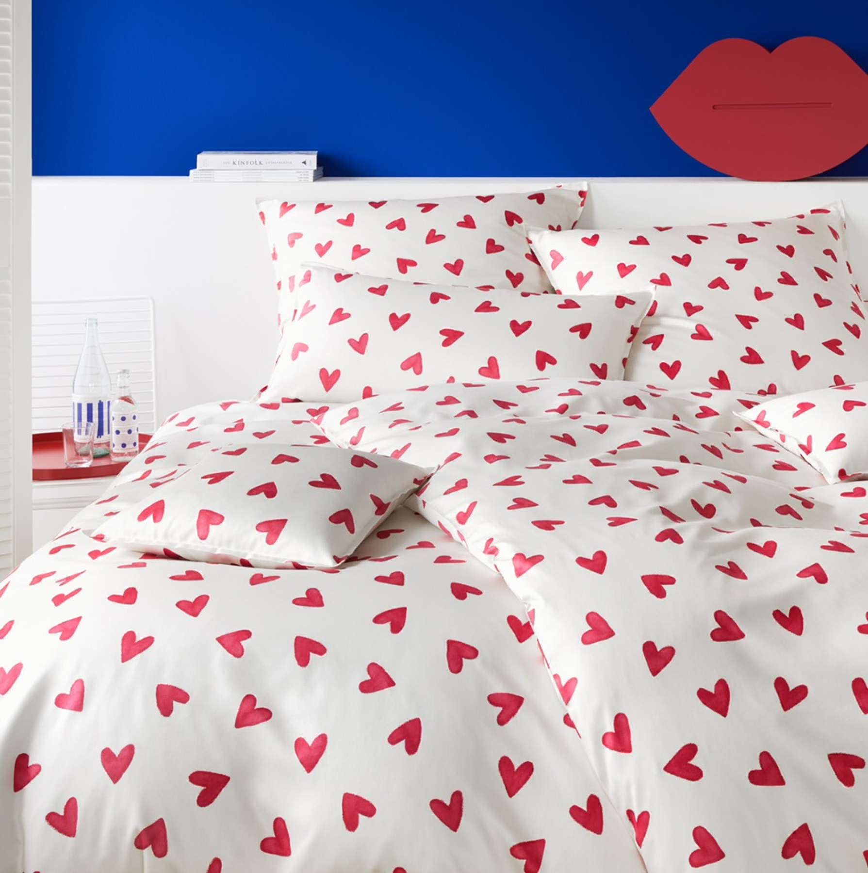 elegante Mako-Satin Bettwäsche 'Cherie' 135 x 200 cm Himbeerrot