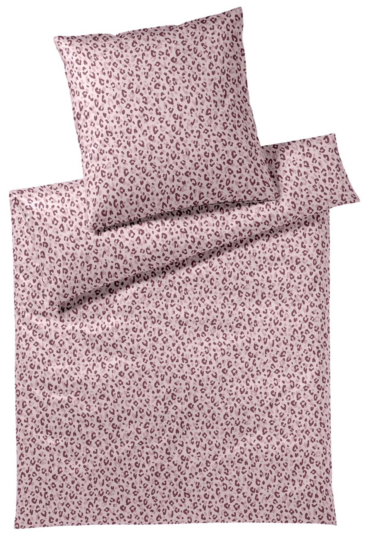 elegante Mako-Satin Bettwäsche 'Leolook' 135 x 200 cm Rose - Bordeaux