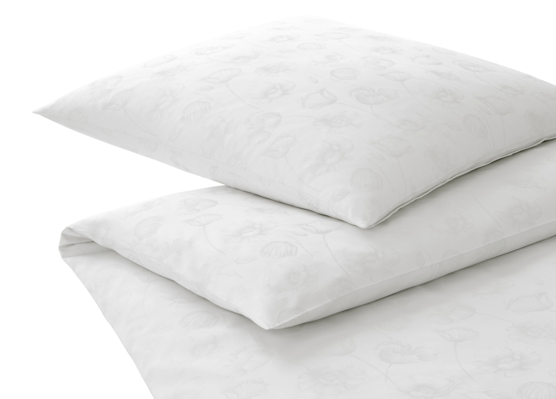 elegante Mako-Satin Bettwäsche 'Poppy' 135 x 200 cm Weiß