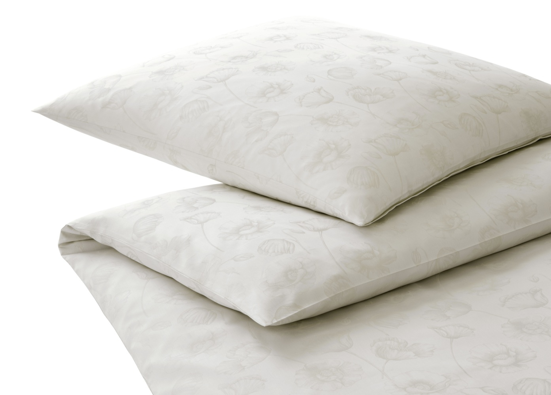 elegante Mako-Satin Bettwäsche 'Poppy' 135 x 200 cm Natur