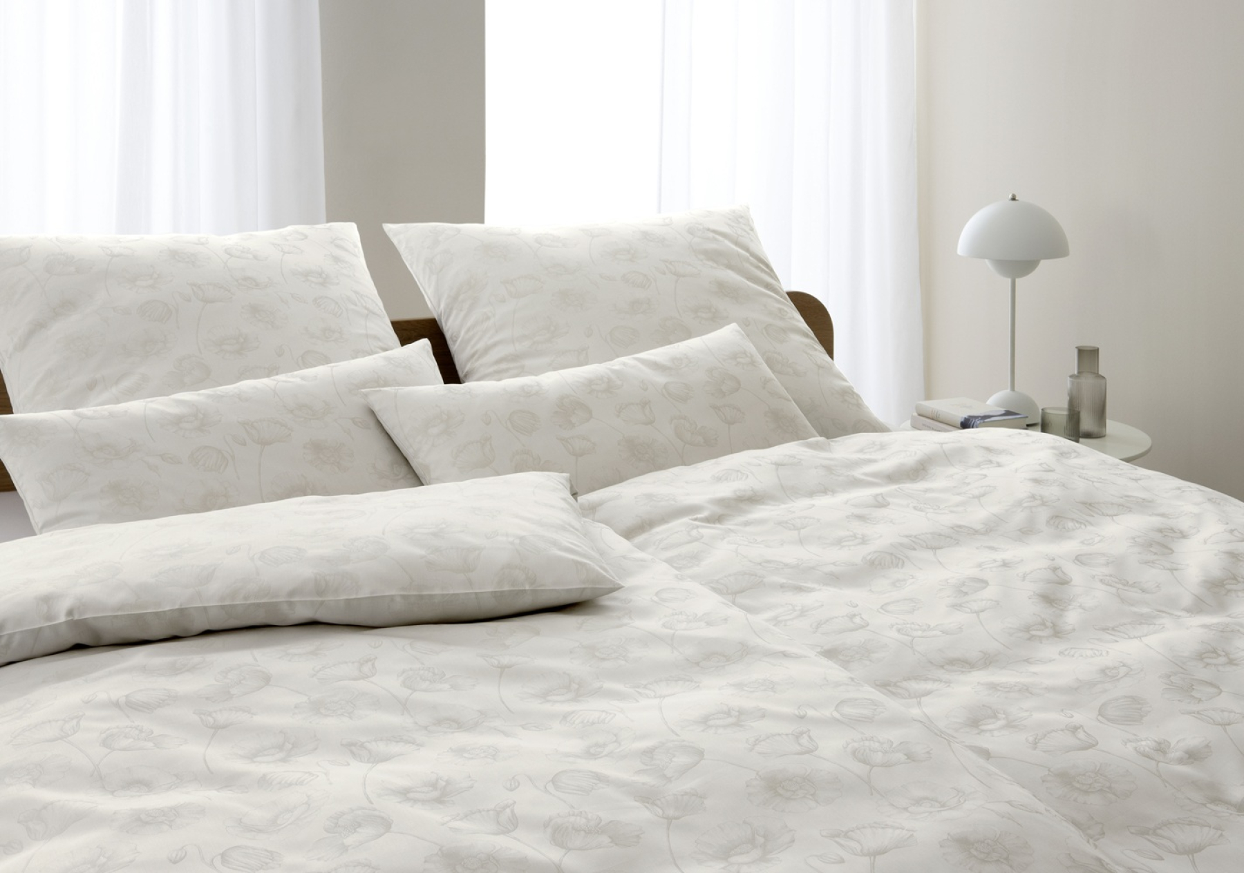 elegante Mako-Satin Bettwäsche 'Poppy' 135 x 200 cm Natur