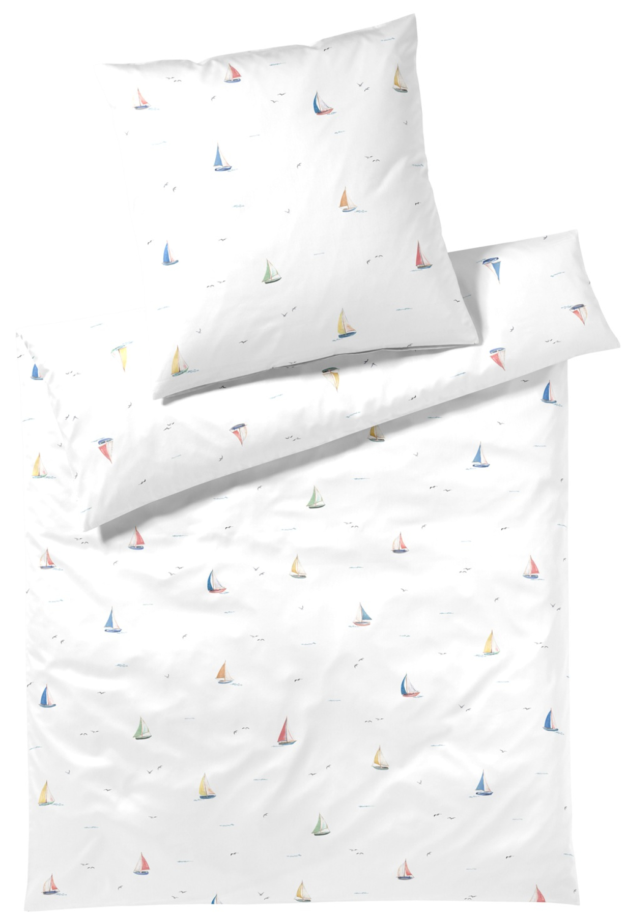 elegante Mako-Satin Bettwäsche 'Sail Away' 135 x 200 cm Weiß