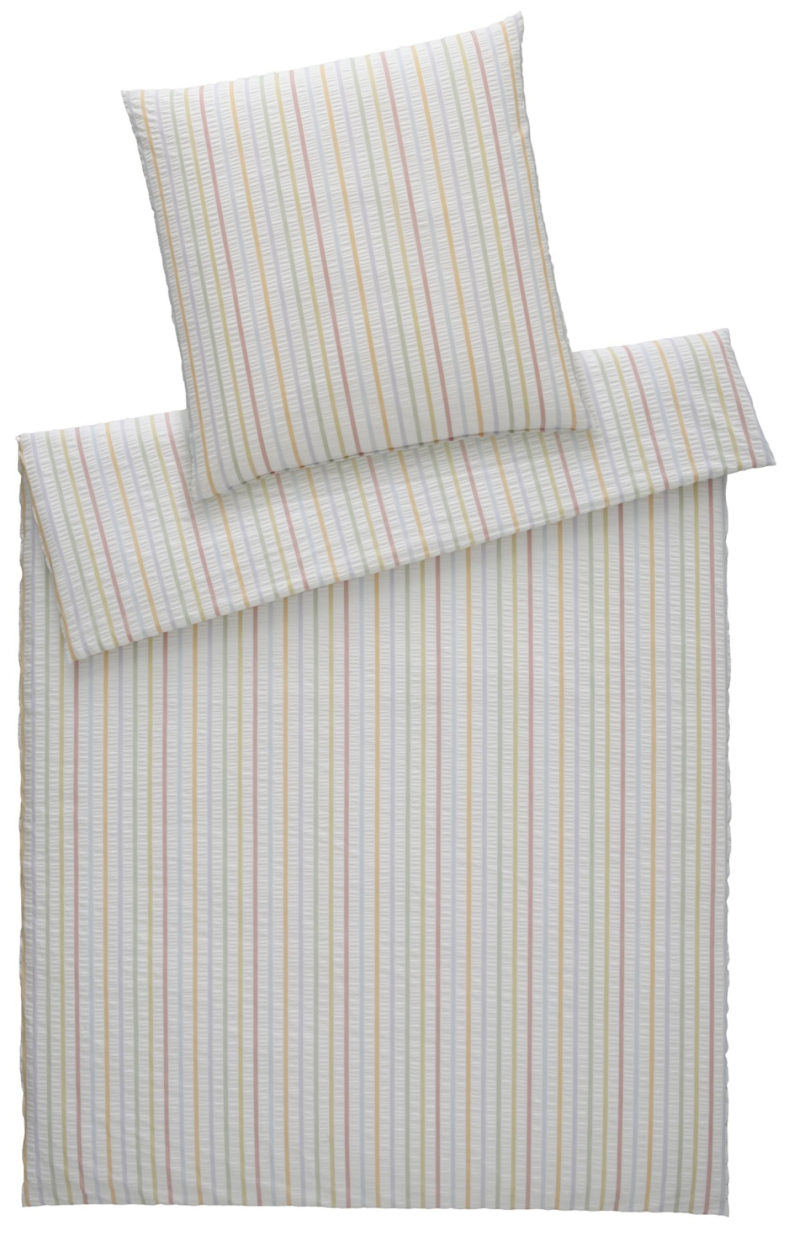 elegante Seersucker Bettwäsche 'Paula' 135 x 200 cm Multi-Pastell