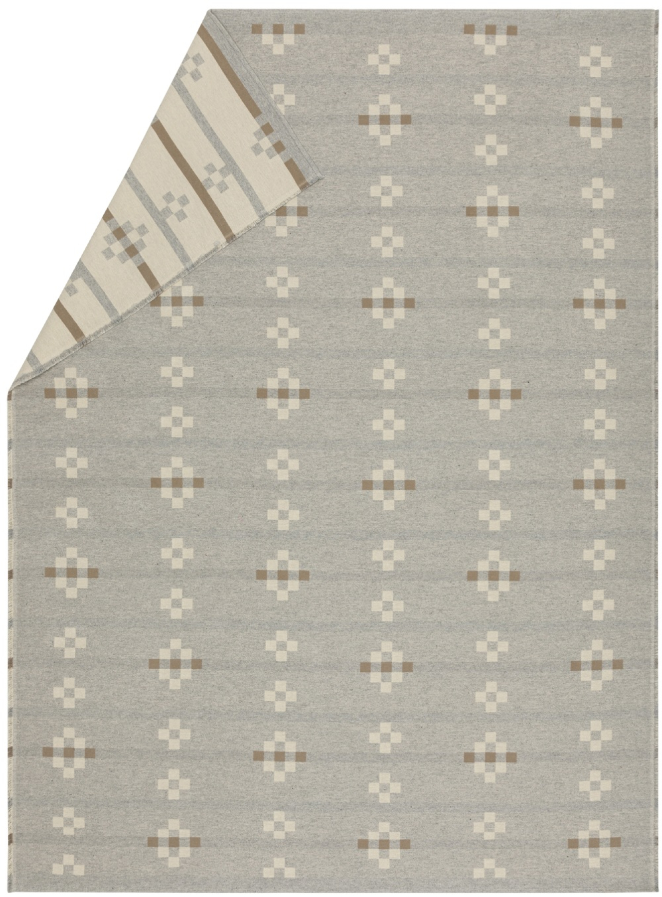David Fussenegger Wohndecke Amber 'Quilt' 140 x 200 cm Filz - Hellgrau
