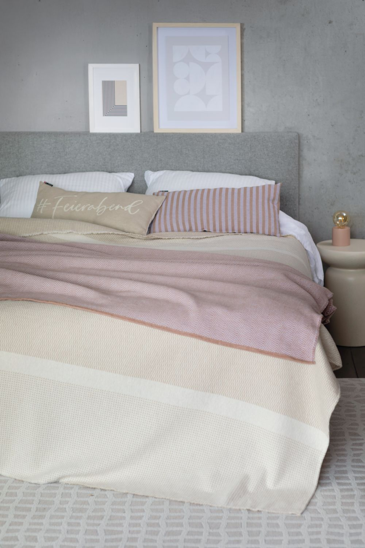 David Fussenegger Überwurf Wohndecke Luca 'Struktur' 220 x 240 cm Natur- Beige