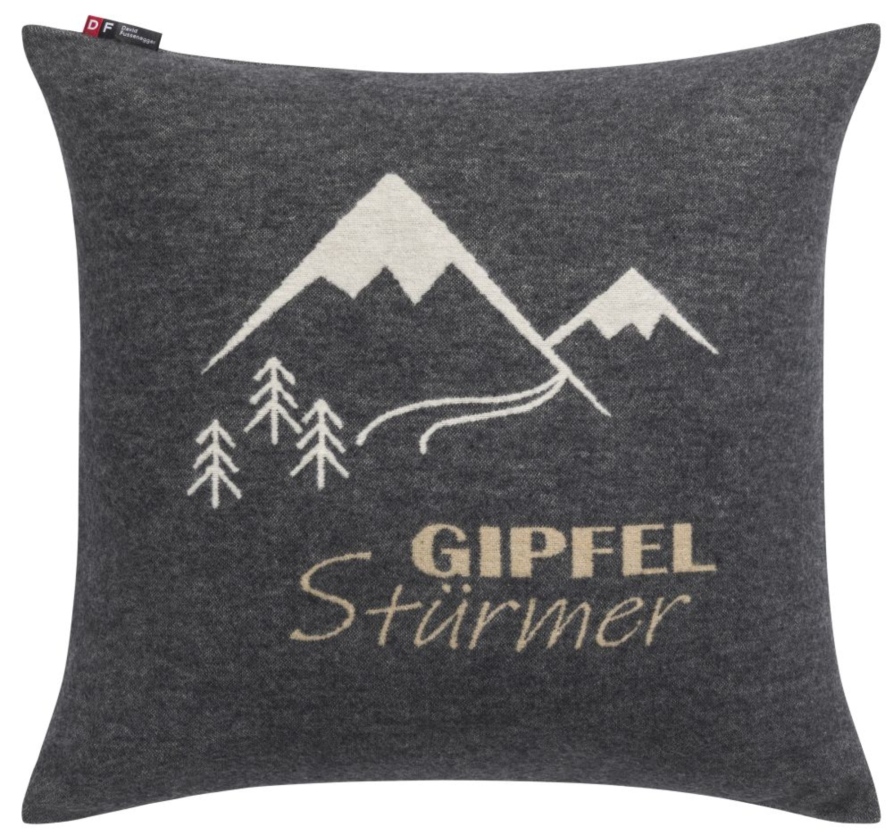 David Fussenegger Kissenhülle Silvretta 'Gipfelstürmer' 50 x 50 cm Anthrazit- Grau