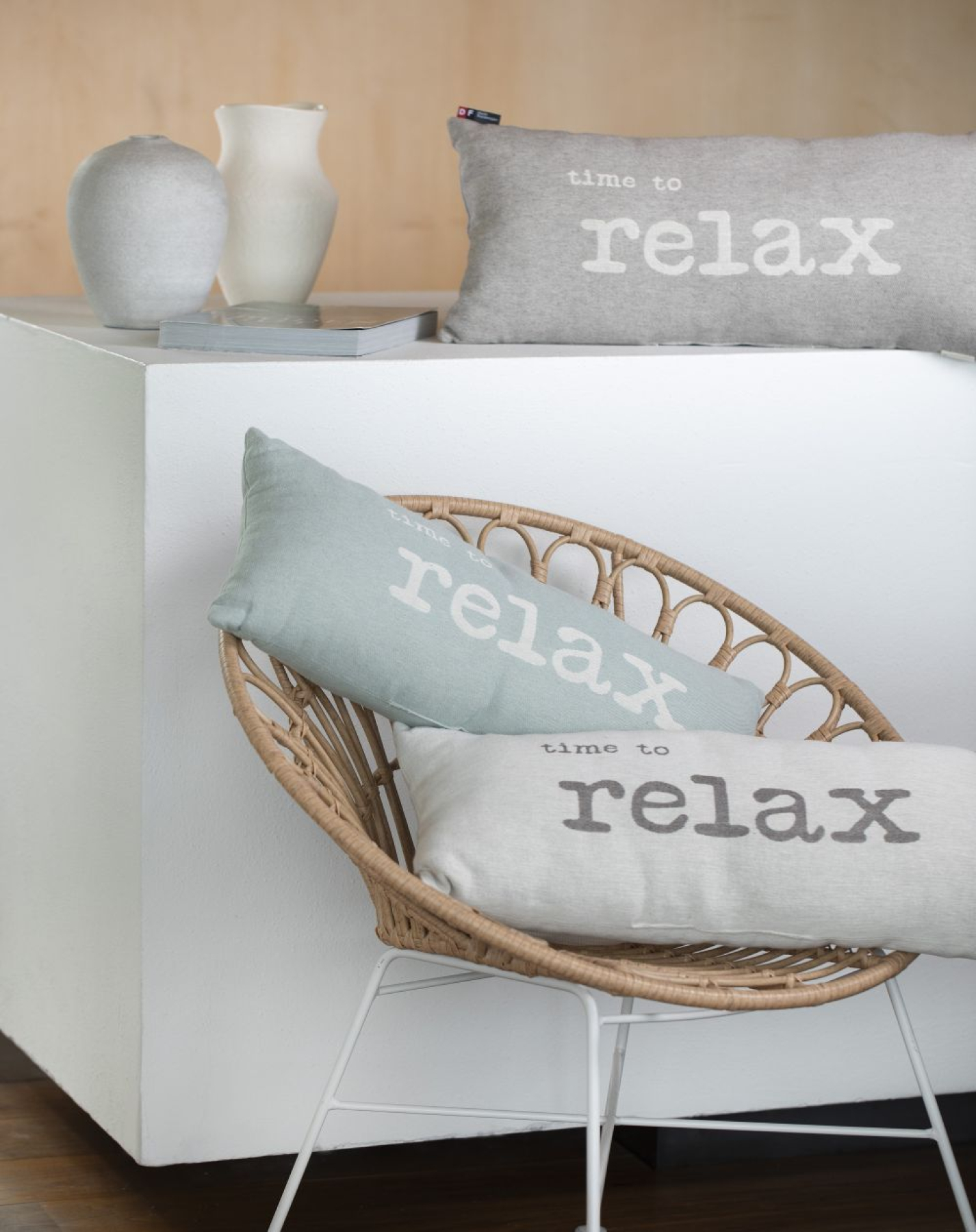 David Fussenegger Kissen gefüllt Havanna 'time to relax' 26 x 60 cm Rauch - Beige