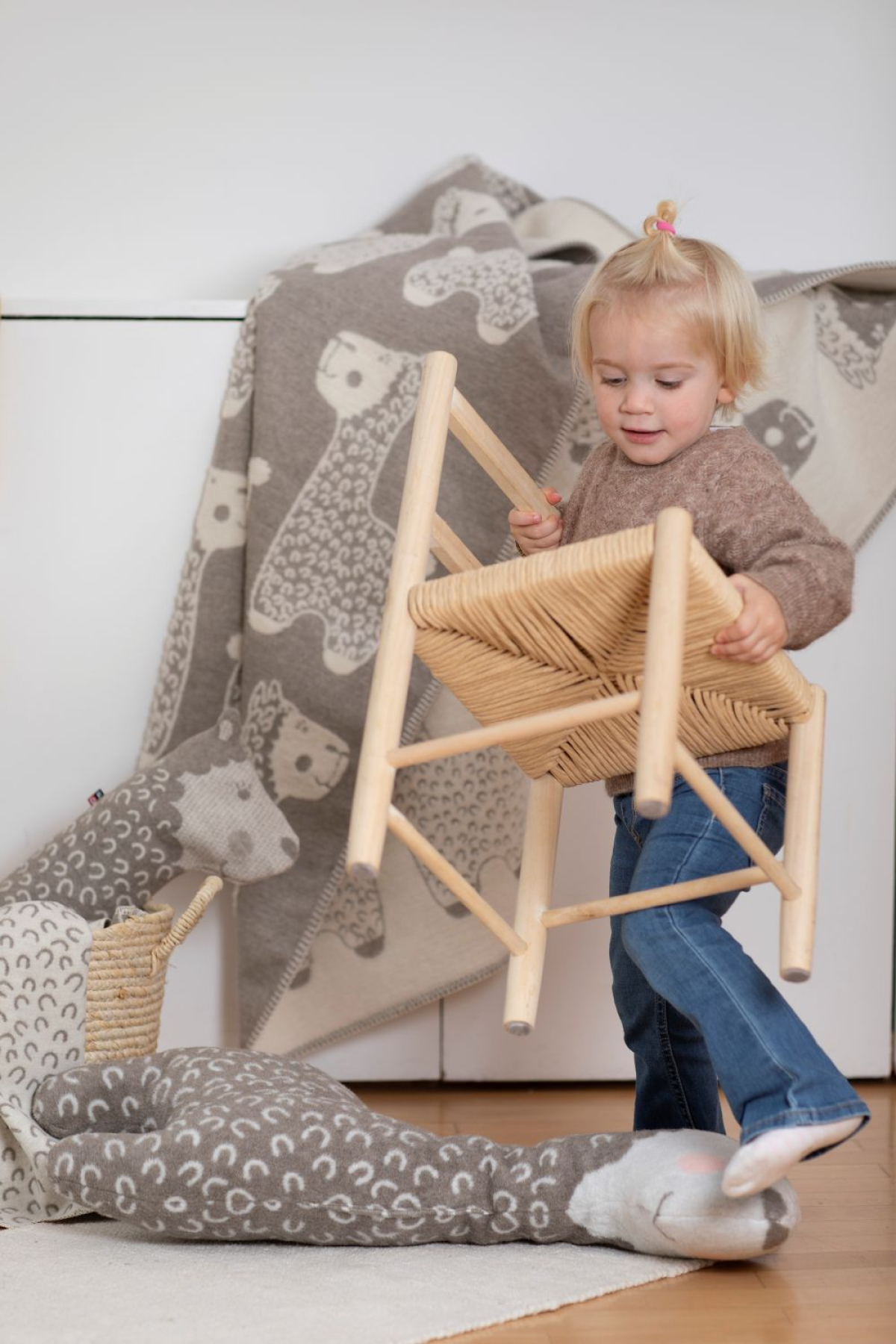 David Fussenegger Kinderdecke Plaid Carla 'Alpaka' 135 x 200 cm Rauch- Beige