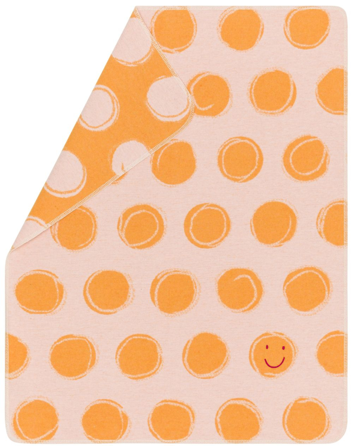 David Fussenegger Babydecke Juwel mit Stick 'Happy Faces' 70 x 90 cm Hellorange