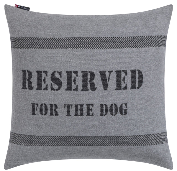David Fussenegger Kissenhülle Nova 'reserved for the dog' 50 x 50 cm Dunkelgrau