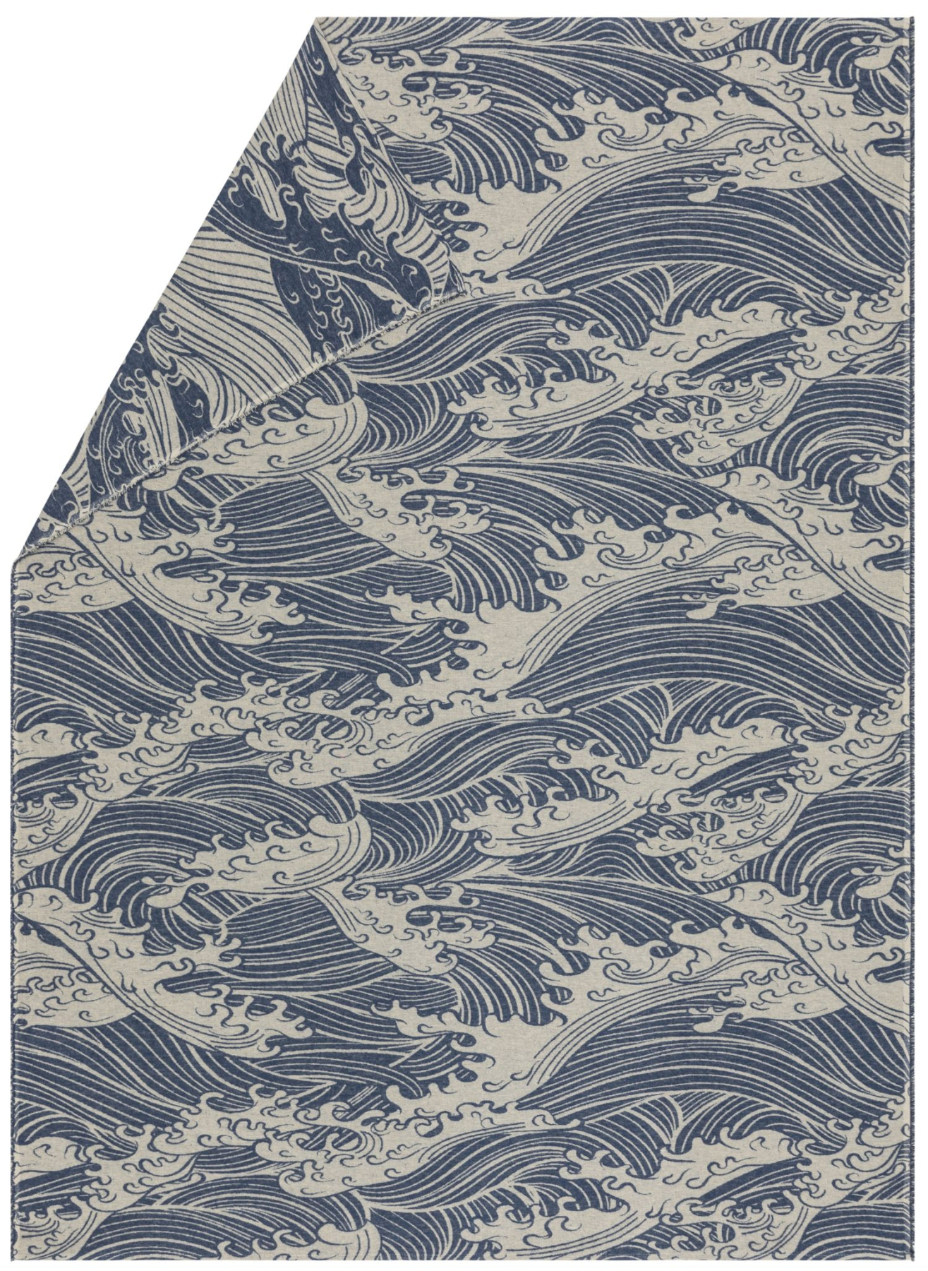 David Fussenegger Wohndecke Leinenmix Alba 'Make Waves' 140 x 200 cm Marine - Blau