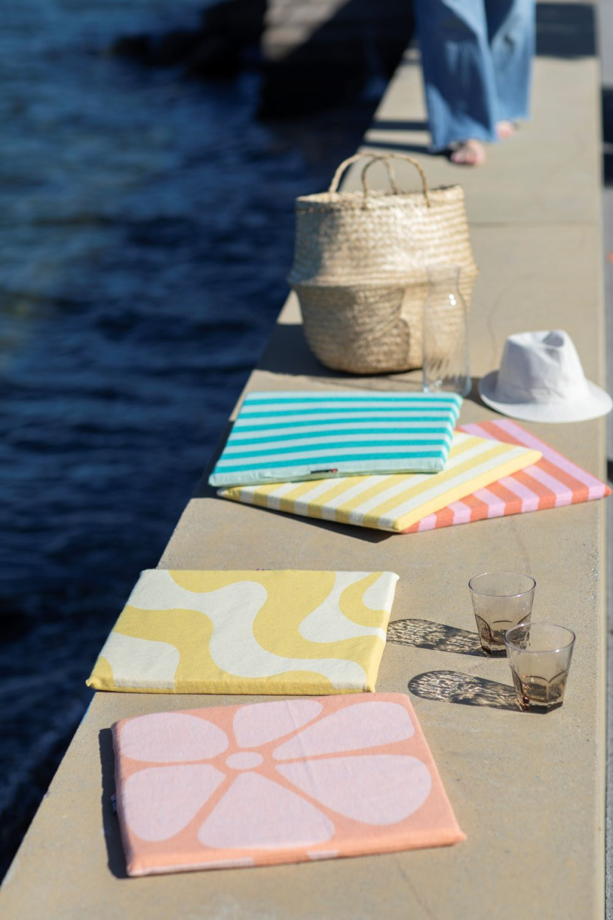 David Fussenegger Sitzkissen Porto 'Streifen' 40 x 40 cm Dunkelorange