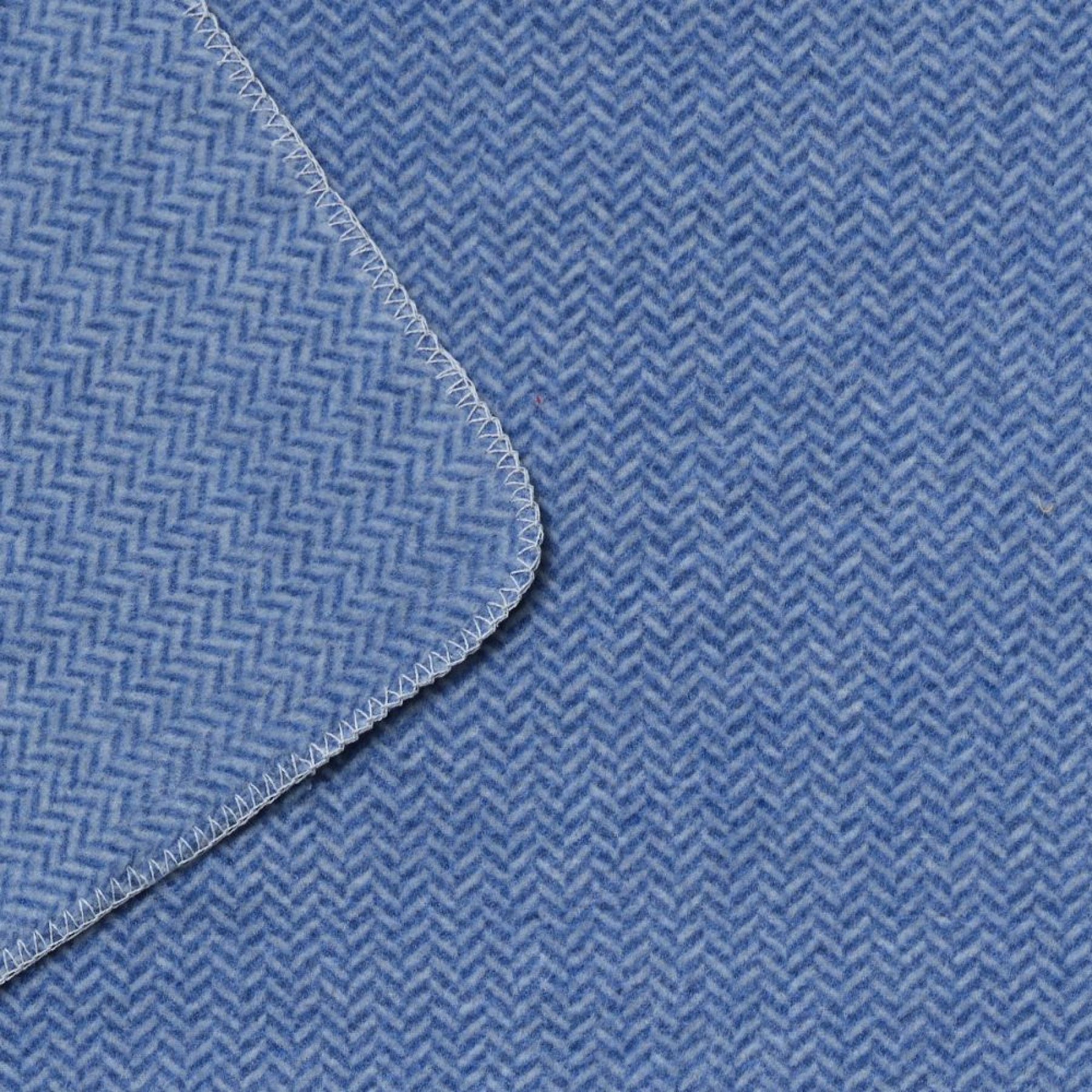 David Fussenegger Wolldecke Merano 'Fischgrät' 160 x 200 cm Jeans- Blau