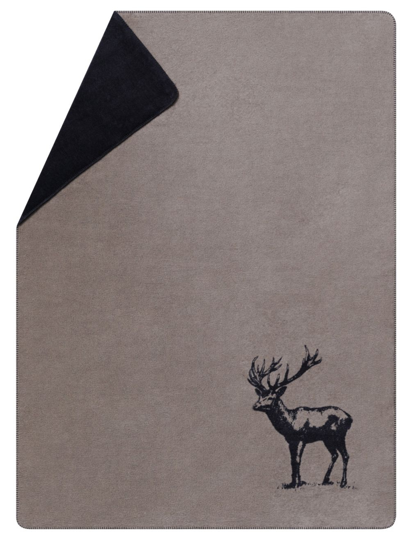 David Fussenegger Kurzflor- Wohndecke Savona 'Hirsch' 150 x 200 cm Schlamm- Beige