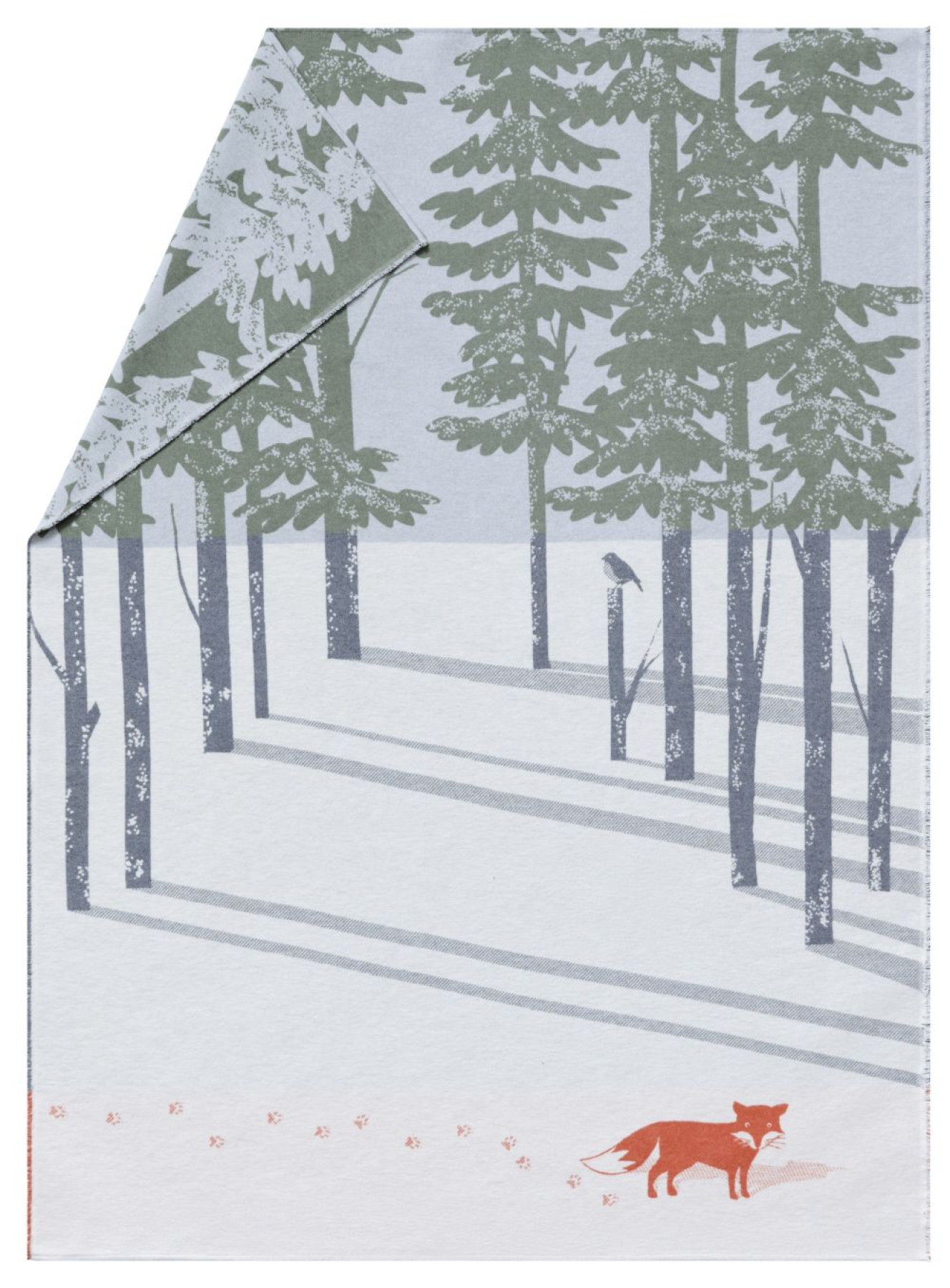 David Fussenegger Wohndecke Luca 'Fuchs im Wald' 140 x 200 cm Rohweiß