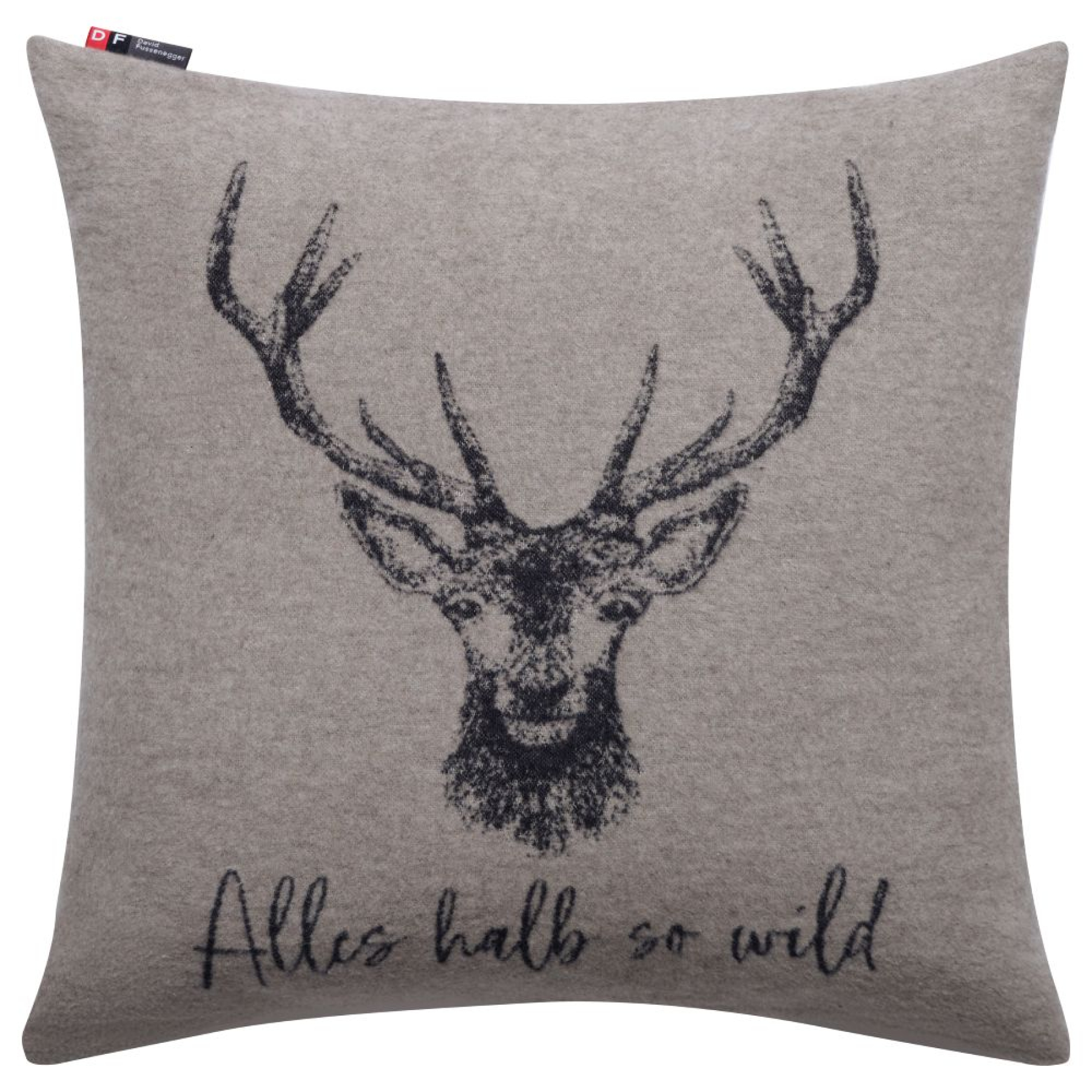 David Fussenegger Kissenhülle Silvretta 'Alles halb so wild' 50 x 50 cm Schlamm- Beige