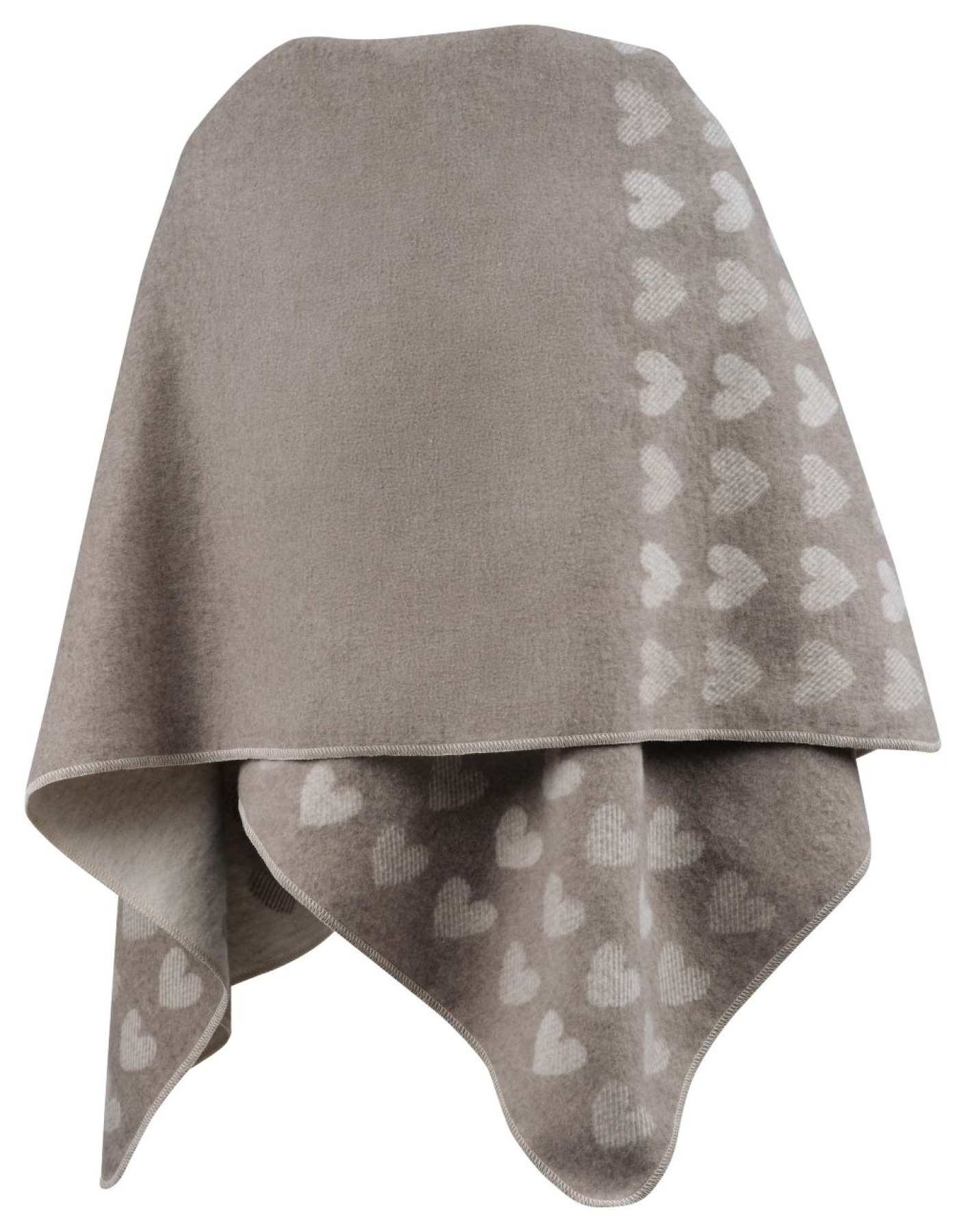 David Fussenegger Poncho Silvretta 'Herzen/Love' 70 x 140 cm Rauch- Beige