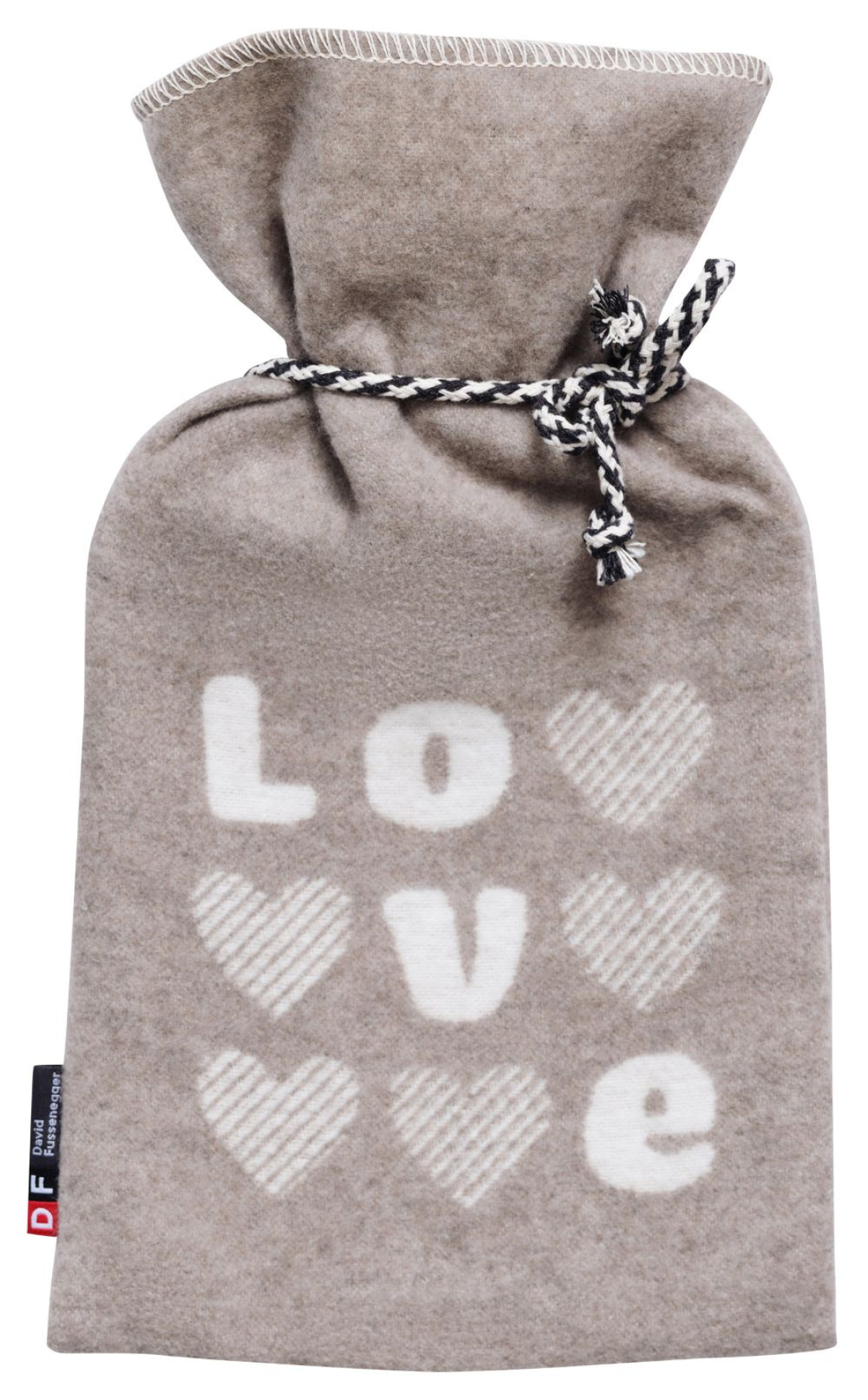 David Fussenegger Wärmflasche Silvretta 'Herzen/Love' 2L 21 x 38 cm Rauch- Beige