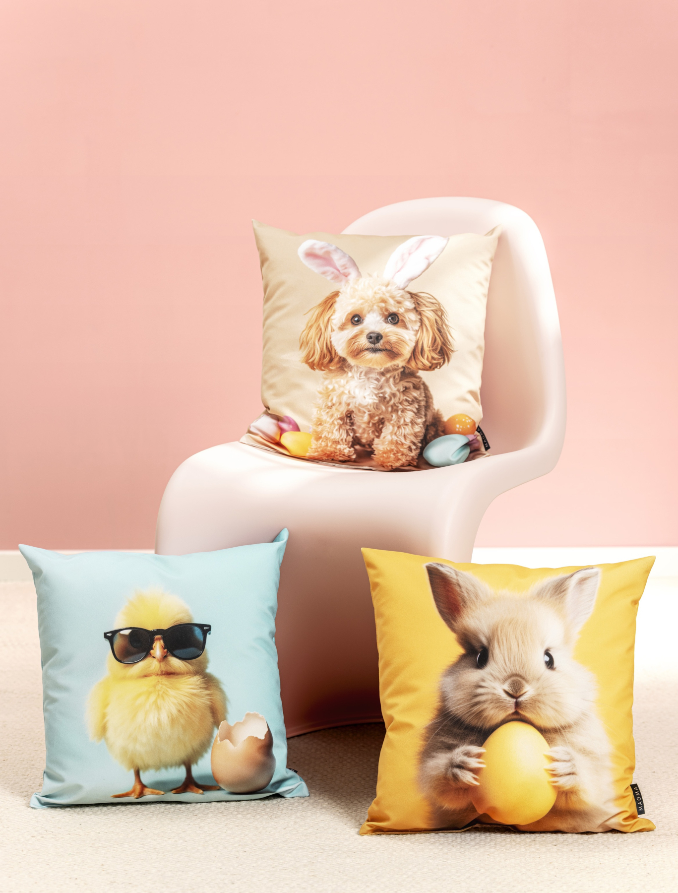 Magma gefülltes Kissen Easterparty 'Dog' 45 x 45 cm Beige