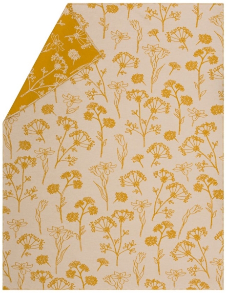 David Fussenegger Wohndecke Jade 'floral' 150 x 200 cm Senf - Gelb